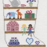 Girl Shelves Stocking on 13 mesh